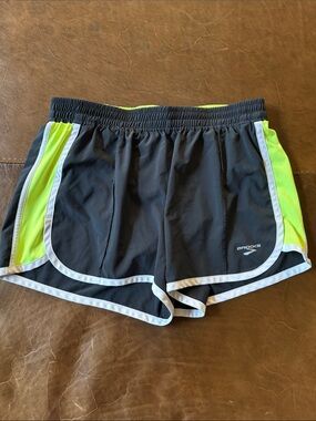 Brooks Women's Black Shorts with Neon Green Panels